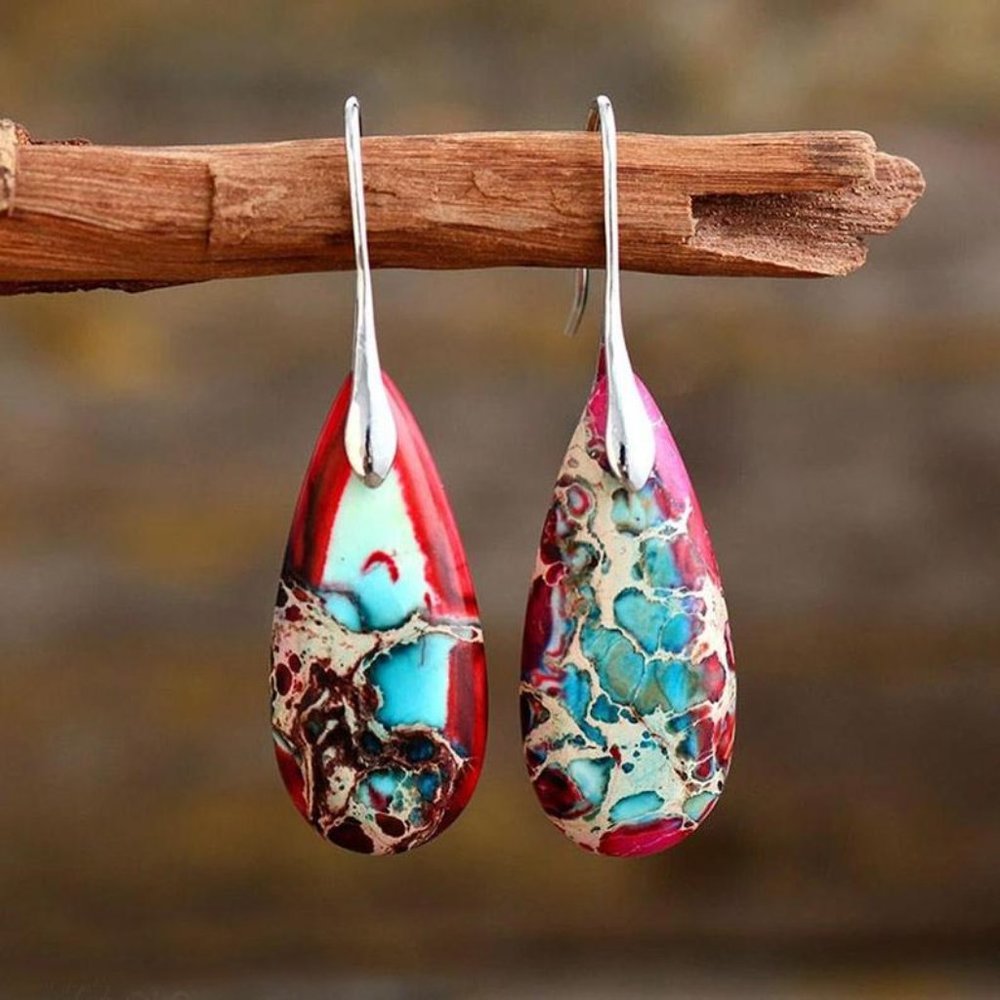 Galaxy Sea Sediment Jasper Stone Earrings